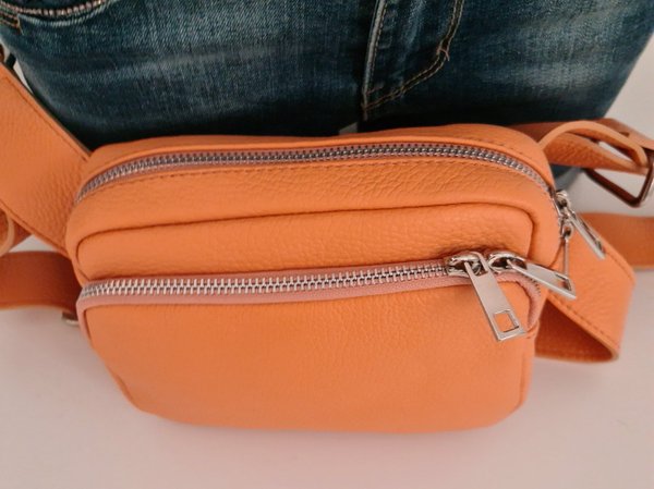 Italy Cross Body Bag Umhängetasche Schulter Leder Tasche Handtasche Apricot