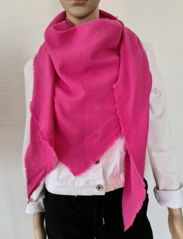 Italy Blogger XXL Dreieckstuch Schal Tuch Musselin 100% Baumwolle Fransen  Pink - Annettes-Winsen